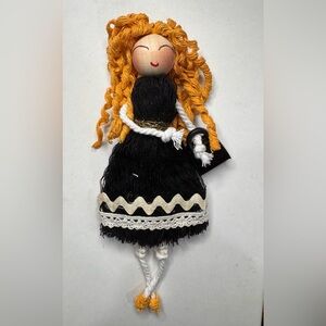 Black and White Doll with Orange Hair